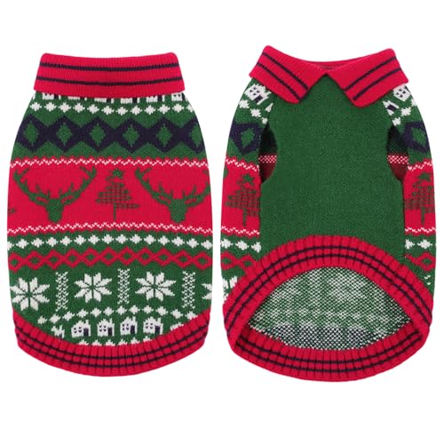 KONVINIT Xmas Pullover für Hunde Weihnachts Pulli für Hunde Weihnachtsoutfit mit Rentier & Baum, Atmungsaktiv, Für Klein-/Mittel-/Großhunde von KONVINIT