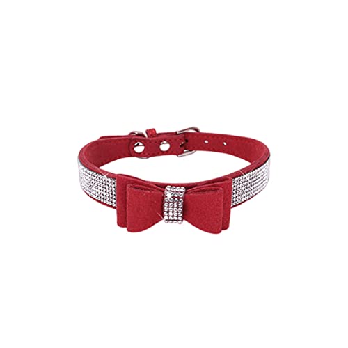 KOOBS Hundegeschirr Glitzer Strass -Welpe -Katzenkragen Verstellbarer Leder -Bogenknoten Für Kleine Mittelgroße Hunde Katzen Hunde Haustierkragen Accessoires-E,XXS von KOOBS