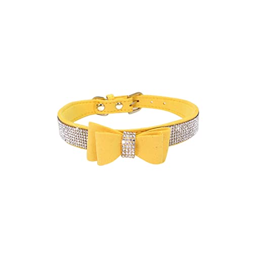 KOOBS Hundegeschirr Glitzer Strass -Welpe -Katzenkragen Verstellbarer Leder -Bogenknoten Für Kleine Mittelgroße Hunde Katzen Hunde Haustierkragen Accessoires-T,L von KOOBS