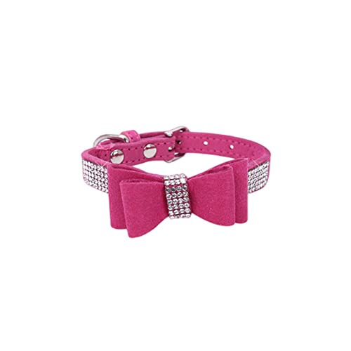 KOOBS Hundegeschirr Glitzer Strass -Welpe -Katzenkragen Verstellbarer Leder -Bogenknoten Für Kleine Mittelgroße Hunde Katzen Hunde Haustierkragen Accessoires-W,S von KOOBS