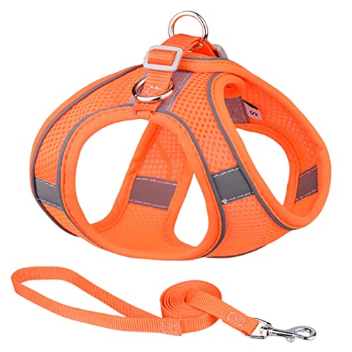 KOOBS Hundegeschirr Haustier -Leine Reflektierende Haustier Brustgurt Atmungsaktivem Hund Leine Bequeme Hundeleine Katze Leine-Orange,Xs von KOOBS