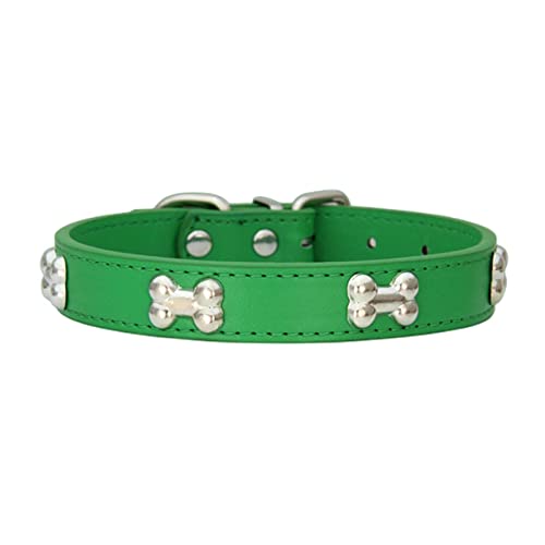 KOOBS Hundegeschirr Haustierhundkragen Leder Langlebige Haustier Supplies Accessoires Hundekragen Welpe Mopskragen Kleine Mittelgroße Hunde-Green,S von KOOBS