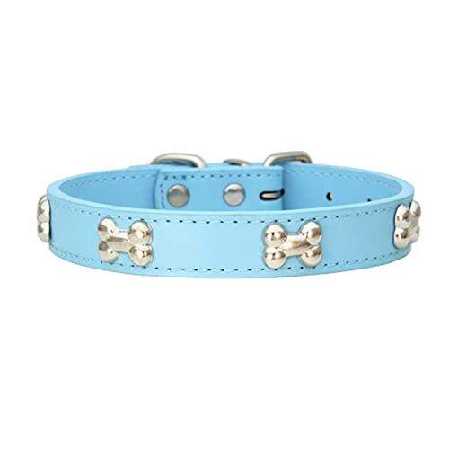 KOOBS Hundegeschirr Haustierhundkragen Leder Langlebige Haustier Supplies Accessoires Hundekragen Welpe Mopskragen Kleine Mittelgroße Hunde-Sky Blue,Xs von KOOBS