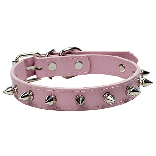 KOOBS Hundegeschirr Hundekatze Kragen Spike Eingelegtes Welpe Haustier Halskette Für Kleine Mittelgroße Hundekatze Halsgurt Haustierprodukte-Pink,S von KOOBS