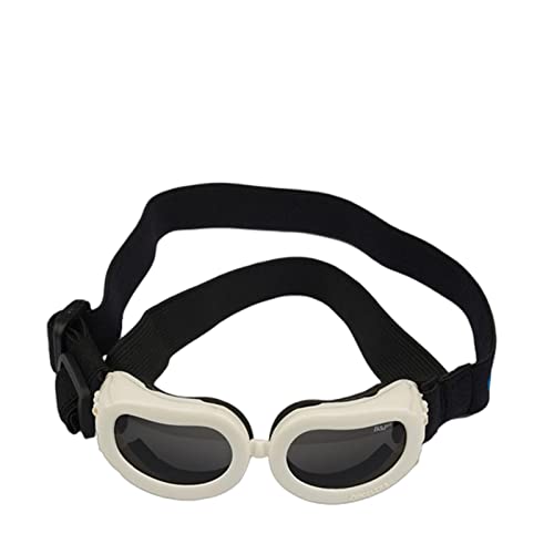 KOOBS Hundegeschirr Kleine Hundebläse Uv -Schutzbrille Mit Verstellbaren Trägern wasserdichte Haustier -Sonnenbrillen-White von KOOBS
