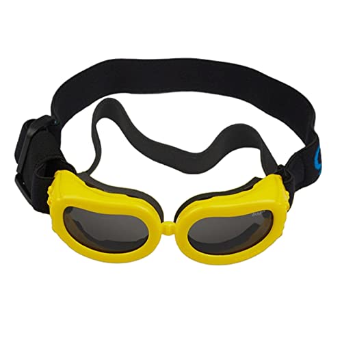 KOOBS Hundegeschirr Kleine Hundebläse Uv -Schutzbrille Mit Verstellbaren Trägern wasserdichte Haustier -Sonnenbrillen-Yellow von KOOBS