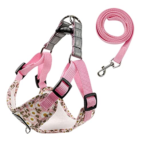 KOOBS Hundegeschirr Kleiner Und Mittelgroßer Hunde Reflektierender Gurtweste Nicht-Pull-Hundegurt Kleiner Hund Walking Leine-Pink,XL 10-14 Kg von KOOBS