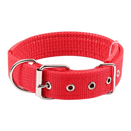 KOOBS Hundegeschirr Massives Hundehalsband Nylon Hundehalsband Für Kleine Mittelgroße Bis Große Hunde Teddy Corgi Pit Bull Bulldogge Beagle-Red,M von KOOBS