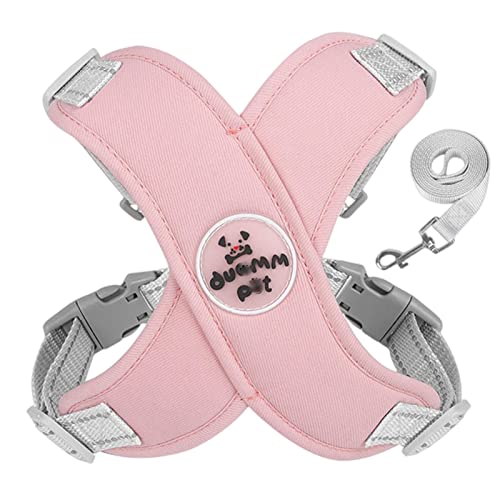 KOOBS Hundegeschirr X -Form Hundegurt Leine Set Welpeweste Für Kleine Mittlere Hundebrustgurt Reflektierende Katzenkabelbaum-Pink,S von KOOBS