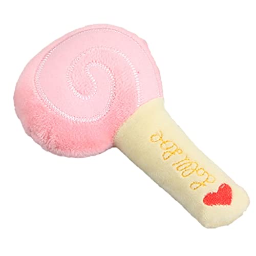 KOOBS Hundespielzeug 2Pc Pet Toys Plush Squeaky Toys Anti-Bite Clean Welpen Training Spielzeug Weiches Gemüse Früchte Haustier Vorräte-Pink Lollipop von KOOBS