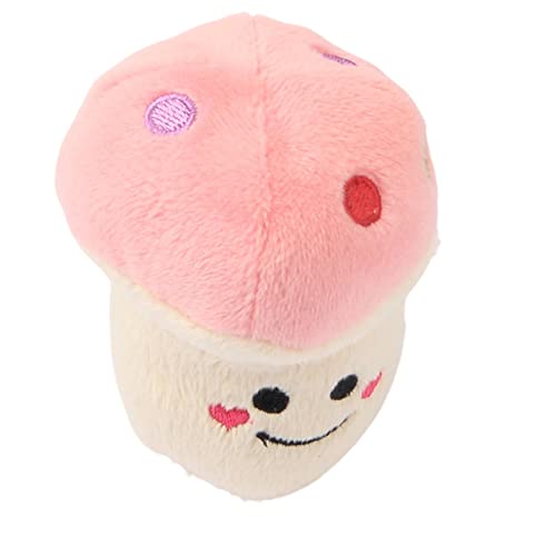 KOOBS Hundespielzeug 2Pc Pet Toys Plush Squeaky Toys Anti-Bite Clean Welpen Training Spielzeug Weiches Gemüse Früchte Haustier Vorräte-Pink Mushrooms von KOOBS