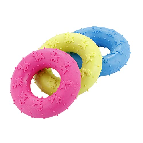 KOOBS Hundespielzeug 3Pcs Kleines Hund Haustier Spielzeug Gummi Anti-Bite Hundespielzeug Zähne Reinigung Kautes Training Spielzeug Kinderkrankheiten Sporen-Donuts von KOOBS