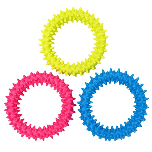 KOOBS Hundespielzeug 3Pcs Kleines Hund Haustier Spielzeug Gummi Anti-Bite Hundespielzeug Zähne Reinigung Kautes Training Spielzeug Kinderkrankheiten Sporen-Thorn Ring von KOOBS