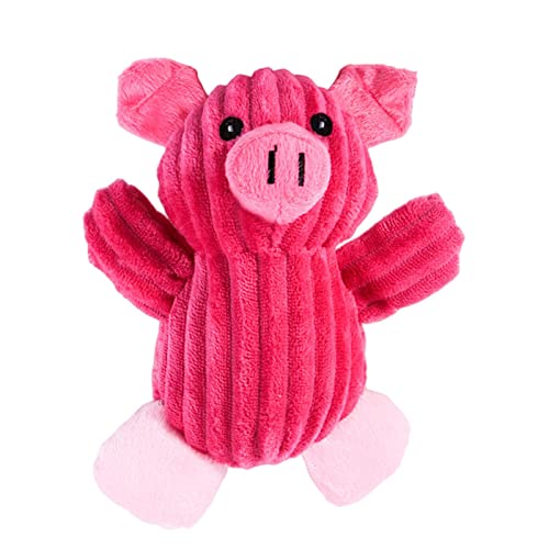 KOOBS Hundespielzeug Plüsch Hund Spielzeug Tierform Biss Resistant Quietschen Spielzeug Cord -Hundespielzeug Kleiner Hund Welpe Haustier Training Accessoires-Red Pig von KOOBS