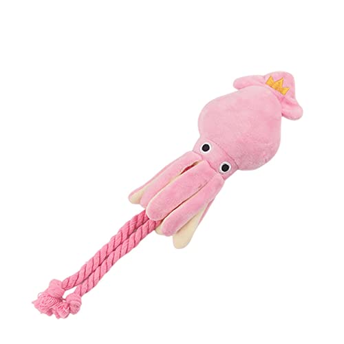 KOOBS Hundespielzeug Süßer Tintenfisch Kleines Hund Spielzeug Sound Bb Plüsch Haustier Welpe Seil Spielzeug Kauen Squeak Toy Cat Hundespielzeug-Pink von KOOBS