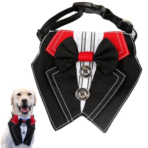 Hundeanzug, Halstuch, Halsband mit Fliege, verstellbares Hundekostüm, formelle Hundekostüme, Verlobung, Geburtstagsgeschenk, für kleine, mittelgroße und große Hunde, Haustiere (Knopf-Modell, L) von KOOGAL