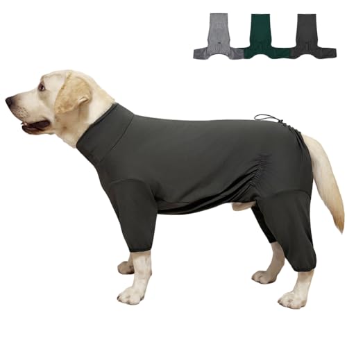 KOOGAL Genesungspyjama für Hunde, Overall für große Hunde, vierbeinige Haustierkleidung, XL-Stretch (dünn, dunkelgrau, Größe 6XL, geeignet für 43,1–52,2 kg) von KOOGAL