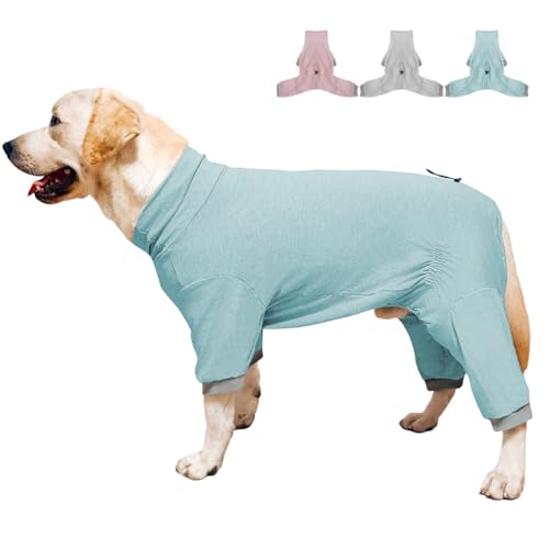 KOOGAL Genesungspyjama für Hunde, Overall für große Hunde, vierbeinige Haustierkleidung, XL Stretch (dünnes Blau, Größe L geeignet für 2,7–5,4 kg) von KOOGAL