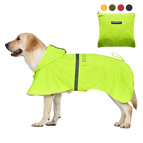KOOGAL Großer Hunde-Regenmantel, Poncho, wasserdicht, für mittelgroße und große Größe, für Hunde, Regenmantel, Kleidung, Jacke (Fluor Gelb, 6XL) von KOOGAL