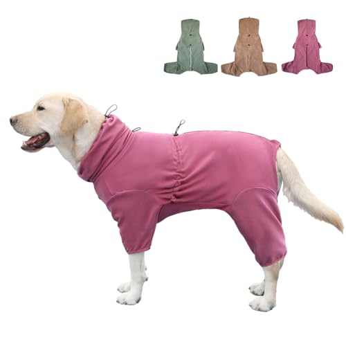 KOOGAL Haustier-Pyjama für große Hunde, extra groß, dehnbar, geeignet für ausgewachsene Hunde, mittelgroße Hunde, große Hunde, vierbeinige Hundekleidung, chirurgische Genesung, Hundebekleidung (Rot, von KOOGAL