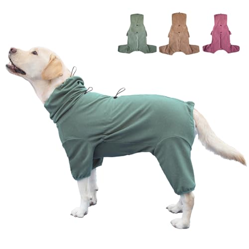 KOOGAL Haustier-Pyjama für große Hunde, extra groß, dehnbar, geeignet für ausgewachsene Hunde, mittelgroße Hunde, große Hunde, vierbeinige Hundekleidung, chirurgische Genesung (Grün, Größe 6XL) von KOOGAL