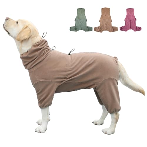 KOOGAL Haustier-Pyjama für große Hunde, extra groß, dehnbar, geeignet für ausgewachsene Hunde, mittelgroße Hunde, große Hunde, vierbeinige Hundekleidung, chirurgische Genesung (Kaffeefarbe, Größe 5XL) von KOOGAL