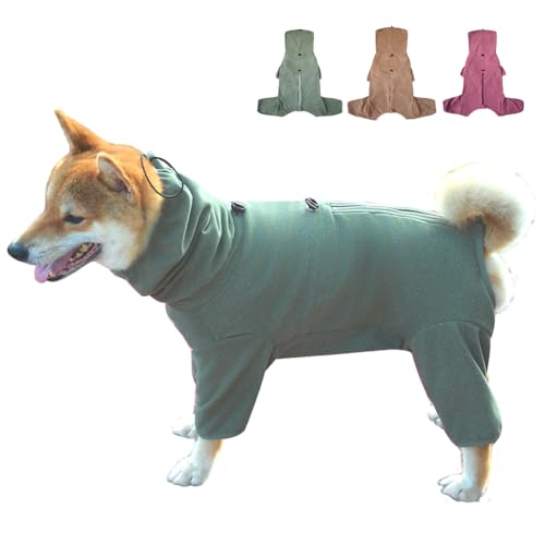 KOOGAL Pet Clothing Hunde-Pyjama, vierbeinig, für ausgewachsene Hunde, geeignet für kleine, mittelgroße Hunde, Grün, Größe XXL von KOOGAL