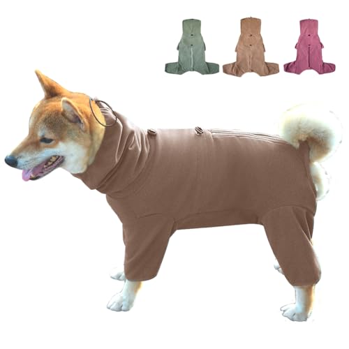 KOOGAL Haustierkleidung Schlafanzug für erwachsene Hunde, einteilig, vierbeinige Haustierkleidung, Genesungsanzug (Kaffee, Größe 2XL) von KOOGAL