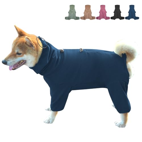 KOOGAL Hunde-Pyjama für große Hunde, extra groß, dehnbar, geeignet für Erwachsene, mittelgroße Hunde, große Haustier-Overall, vierbeinige Hundekleidung, Haustierkleidung (Blau, 3XL) von KOOGAL