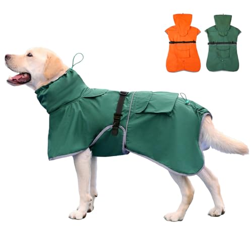 KOOGAL Regenmantel für große Hunde, wasserdicht, für mittelgroße und große Hunde, Grün, Größe 4XL von KOOGAL