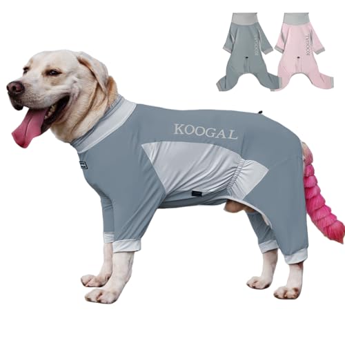 Kühlender Schlafanzug, für große Haustiere, chirurgischer Anzug, einteilig, elastische Rehabilitationskleidung für mittelgroße und große Hunde (Ice Cold Clothing-Grau, Größe XL geeignet für 5,4–7,7 kg von KOOGAL