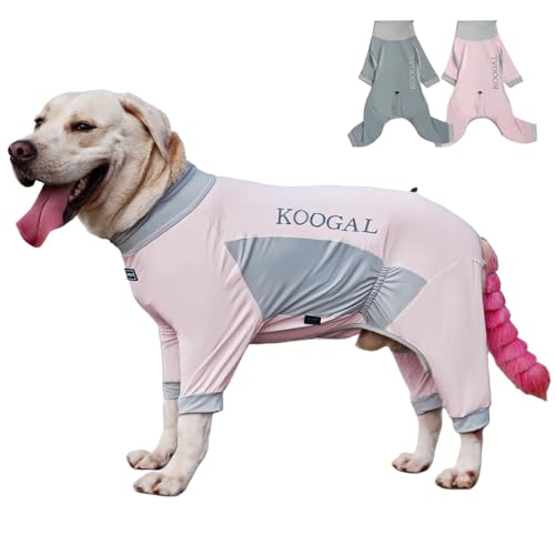 Kühlender Schlafanzug, für große Haustiere, chirurgischer Anzug, einteilig, elastische Rehabilitationskleidung für mittelgroße und große Hunde (Ice Cold Clothing-Pink, Größe 5XL, geeignet für 34-42,6 von KOOGAL