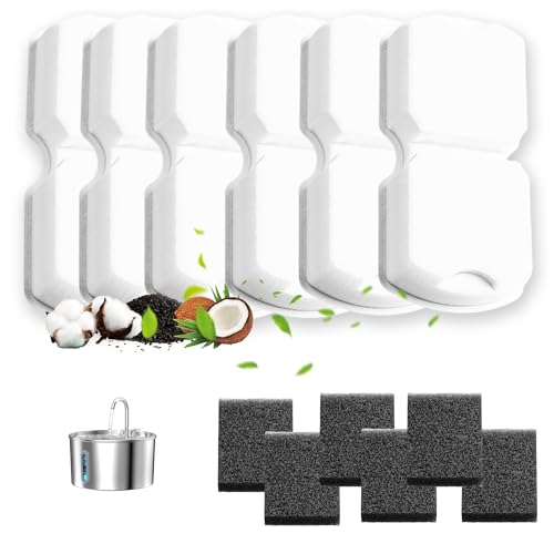 Katzenbrunnen Filter 6er Pack: 6 Kohlefilter + 6 Schwammfilter Hält das Wasser Frisch und Sauber, 2-Monats-Set Ersatzfilter für KTrinkbrunnen für Katze Katzenbrunnen Filter 6er Pack: 6 Kohlefilter + 6 Schwammfilter Hält das Wasser Frisch und Sauber, 2-Monats-Set Ersatzfilter für KTrinkbrunnen für Katze von KOOGMOON