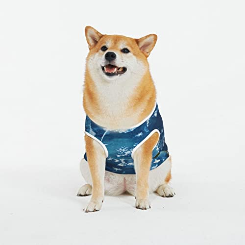 Abstrakter Maldruck Hundeshirts Sommer Weich Atmungsaktiv Hunde-T-Shirts Haustier Ärmellose Weste für große Hunde (XL-5XL) von KOOLR