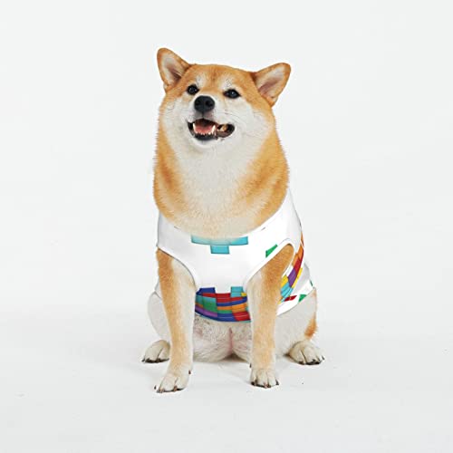 Buntes Herz Valentinstag Love Print Hundeshirts Sommer Weich Atmungsaktiv Hunde-T-Shirts Haustier Ärmellose Weste für Große Hunde (XL-5XL) von KOOLR
