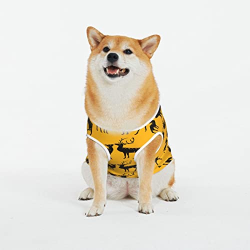 Hunde-Shirts mit Hirsch-Druck, Sommer, weich, atmungsaktiv, Haustier-T-Shirts, ärmellose Weste für große Hunde (XL-5XL) von KOOLR