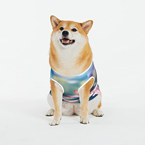 Hunde-Shirts mit Lotus-Pflanzen-Druck, Sommer, weich, atmungsaktiv, Hunde-T-Shirts, ärmellos, für große Hunde (XL-5XL) von KOOLR