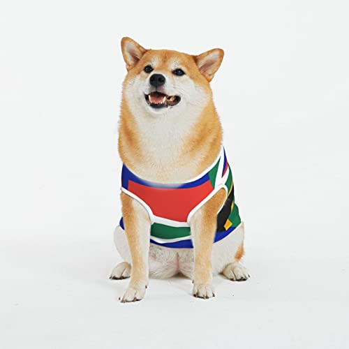 Hunde-Shirts mit Südafrika-Flagge, bedruckt, Sommer, weich, atmungsaktiv, Haustier-T-Shirts, ärmellose Weste für große Hunde (XL-5XL) von KOOLR