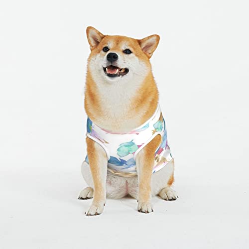 Hunde-T-Shirts mit Aquarell-Feder-Druck, Sommer, weich, atmungsaktiv, Haustier-T-Shirts, ärmellose Weste für große Hunde (XL-5XL) von KOOLR