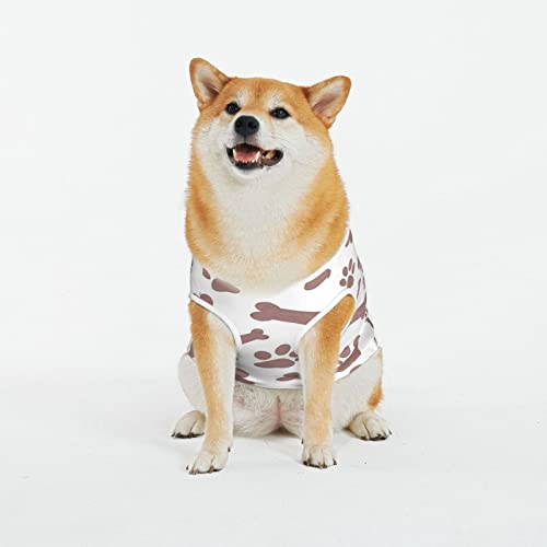 Hunde-T-Shirts mit Hundeknochen, Pfotenabdruck, bedruckt, Sommer, weich, atmungsaktiv, Haustier-T-Shirts, ärmellose Weste für große Hunde (XL-5XL) von KOOLR