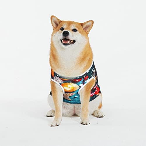 Hunde-T-Shirts mit Weihnachtskerzendruck, Sommer, weich, atmungsaktiv, Haustier-T-Shirts, ärmellos, für große Hunde (XL-5XL) von KOOLR