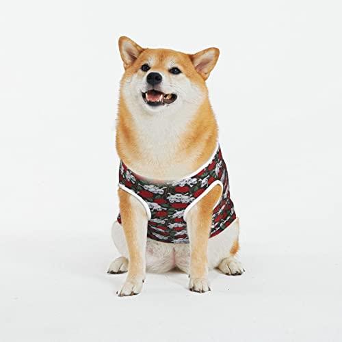 Hunde-T-Shirts mit Zuckerschädel und Blumendruck, Sommer, weich, atmungsaktiv, für große Hunde (XL-5XL) von KOOLR