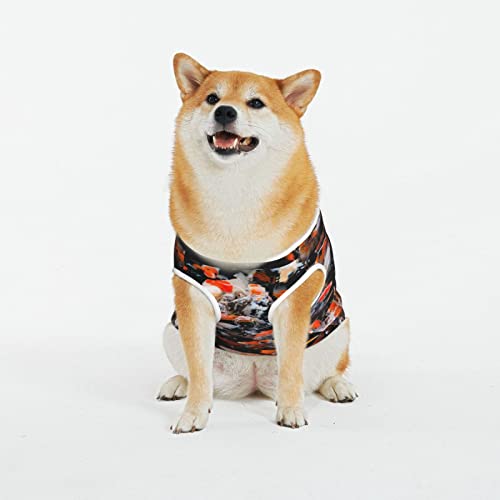 Japan Fancy Koi Karpfen Fische Print Hunde Shirts Sommer Weich Atmungsaktiv Hund T-Shirts Haustier Ärmellose Weste für Große Hunde (XL-5XL) von KOOLR