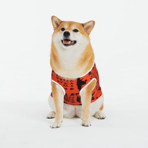 Silhouettes of Martial Arts Print Hundeshirts Sommer Weich Atmungsaktiv Hunde T-Shirts Haustier Ärmellose Weste für Große Hunde (XL-5XL) von KOOLR