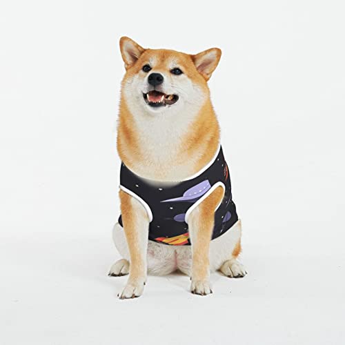 Universe Rockets Print Hundeshirts Sommer Weich Atmungsaktiv Hunde-T-Shirts Haustier Ärmellose Weste für Große Hunde (XL-5XL) von KOOLR