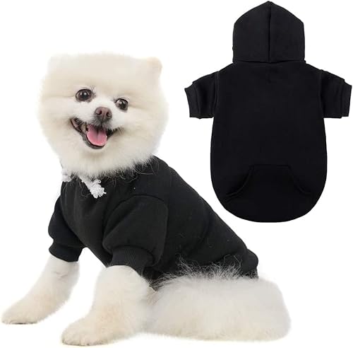 Basic Dog Hoodie - Weicher und warmer Hunde-Kapuzenpullover mit Leinenloch und Tasche, Hunde-Wintermantel, Kaltwetterkleidung für XS-XXL Hunde von KOOLTAIL