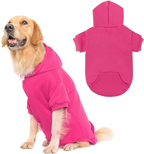 Basic Hunde-Kapuzenpullover – weicher und warmer Hunde-Kapuzenpullover mit Loch und Tasche, Hunde-Wintermantel, kaltes Wetter, Kleidung für XS-XXL Hunde von KOOLTAIL