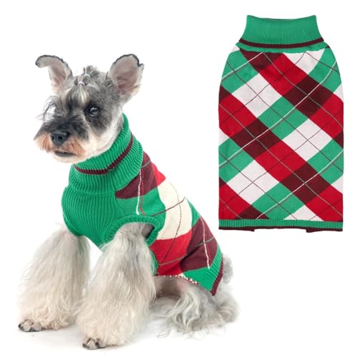 Hundepullover Haustier Strickkleidung – klassischer Rollkragen zum Überziehen, Weihnachtshundepullover mit Loch für die Leine, warme Hunde, Winterkleidung für kleine, mittelgroße Hunde, Katzen, Welpen von KOOLTAIL