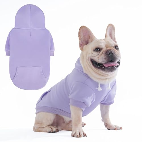 KOOLTAIL Basic Hunde-Kapuzenpullover – weicher und warmer Hunde-Kapuzenpullover mit Loch für die Leine und Tasche, Haustier-Wintermantel, kaltes Wetter, Sweatshirt für kleine, mittelgroße und große von KOOLTAIL