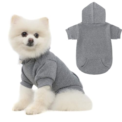 KOOLTAIL Basic Hunde-Kapuzenpullover – weicher und Warmer Hunde-Kapuzenpullover mit Loch für die Leine und Tasche, Wintermantel für kaltes Wetter, für kleine, mittelgroße und große Hunde, Welpen, von KOOLTAIL